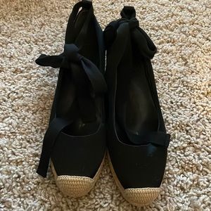 Tory Burch low heel espadrille with ankle ribbon wrap